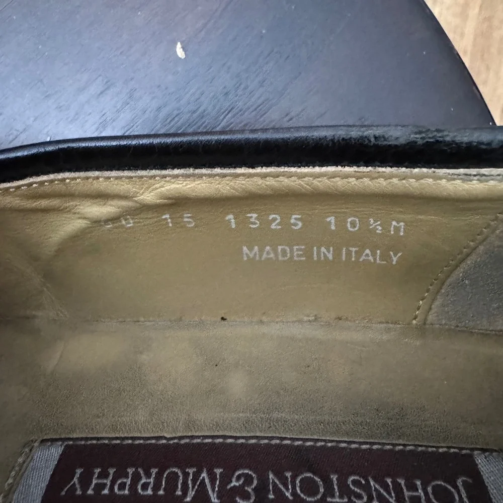 Johnston & Murphy 10.5 Black Leather Woven Tassel Loafer Shoes Mens Preppy - Picture 10 of 10